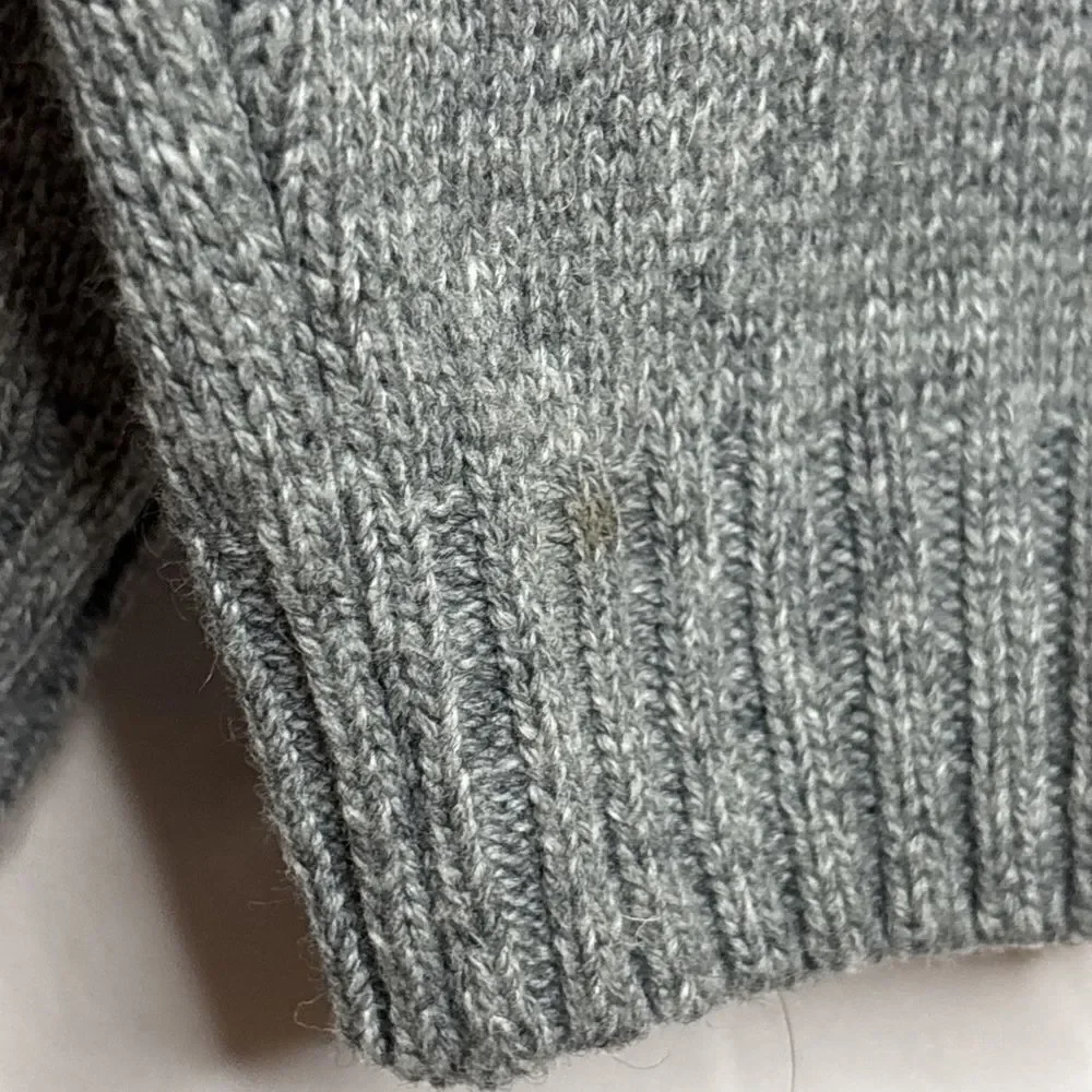 Henry Grethel Men's XL Grey Crewneck Chunky Knit Wool Blend Grandpa Sweater